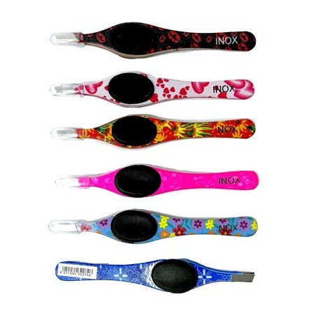 PINZETTE DEPILATORIE - Art.074 - PINZETTE INOX COLOR CON GOMMA